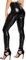 RIOJOY Damen High Waist Lederleggings Lederhose Sexy Lederoptik Wetlook Latex Leggings, Schwarz Glänzend L