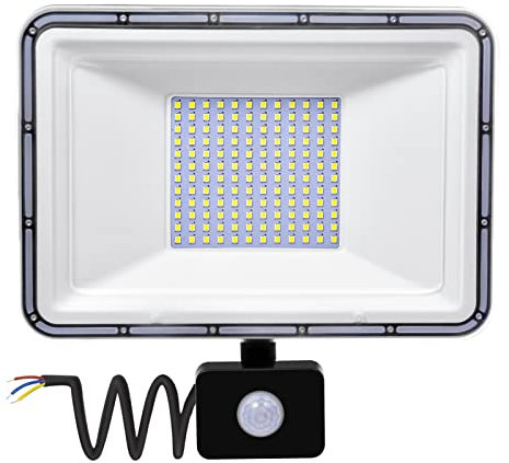 Viugreum 100W LED Strahler Außen mit Bewegungsmelder,8000LM led bewegungsmelder außen6000K-6500K außenlampe Kaltweiß LED Fluter, IP67 Wasserdicht LED AußenBeleuchtung Für Garten, Garage Sportplatz