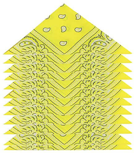 ZWOOS Bandana per Capelli, 12 Pezzi Fazzoletti da collo Paisley, Sciarpa per Uomo e Donna (Giallo)