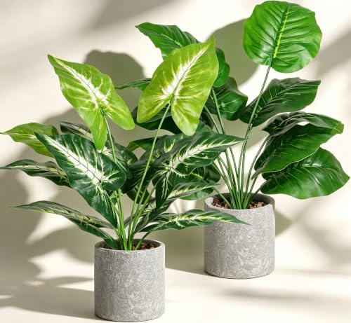 Dremisland 2PCS Fake Plants 16 Mini Potted Artificial Plant Desk Decor