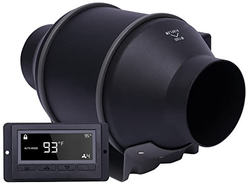 Futchoy Rohrventilator 100mm Regelbar, 360 m3/h, Abluftventilator mit Fernbedienung für Heizung, Kühlung, Booster, Wachstumszelte, Hydrokulturen, Belüftung und Abluftgebläse