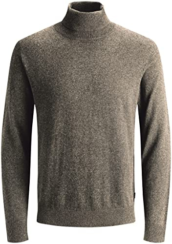 JACK & JONES Emil Knit Roll Neck Jumper, Crockery/Twisted With Mulch, XXL