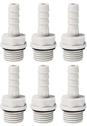 PATIKIL Tuyau Barbillon Raccord Droit 7mm Barbelé G1/4 Mâle Filetage, 6 Paquet POM Plastique Tuyau Connecteur, Gris