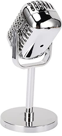 Hosi Micrófono Retro, Barra de Rotación Flexible de Plata Galvanizada de Etapa de Micrófono Retro Base Extraíble Multipropósito para Decoración