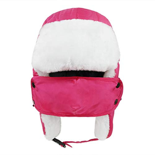 JIAHG Kinder Winter Fliegermütze Trappermütze Winddicht Warm Wintermütze mit Ohrenklappen Mädchen Schneedichte Trapper Hat Baseball Cap Jungen Schirmmütze für Snowboarden Skaten Radfahren (Rosa, A)