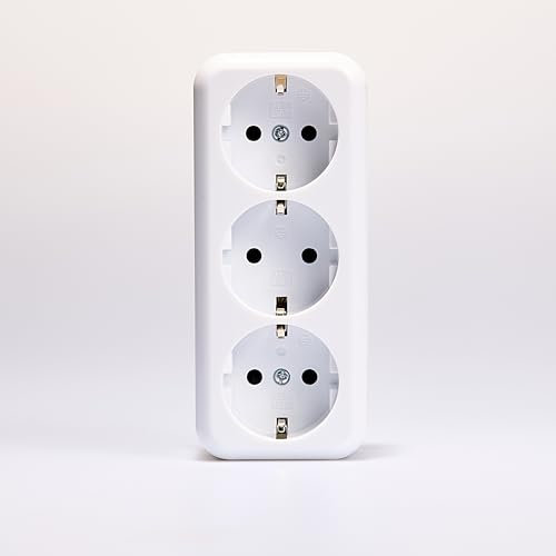 Presa da parete a 3 vie | Finezza | Presa tre contatti Schutter AP 250V/16A tre prese da parete con protezione inserto Schutter per interno, bianco