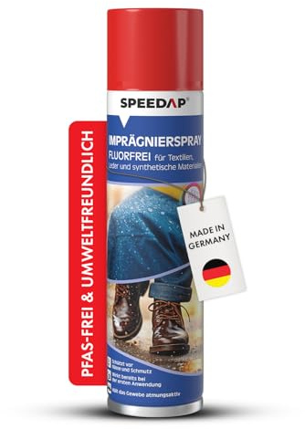 SPEEDAP Imprägnierspray 400 ml | Unsichtbarer Schutz für Textilien, Leder & Outdoor-Ausrüstung | Wasser- & Schmutzabweisend mit Langzeitwirkung | Atmungsaktiv & rückstandsfrei | Made in Germany