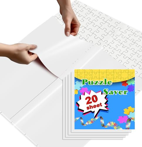 SietDESEO 20 Sheets White Puzzle Saver, Preserve 3 X 1000 Jigsaw Puzzle Adhesive Sheets, Peel and Stick Puzzle Saver, No Stress & No Mess Puzzle Glue Sheets and Frame to Preserve Your Finished Puzzle