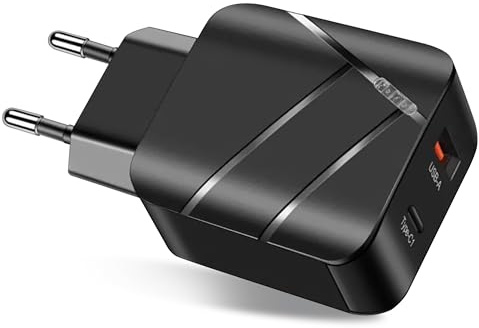 Leyf Caricatore USB A tipo C 2 in 1 da 28 W, alimentatore a 2 porte, compatibile con tutti i modelli di cellulari e tablet, QC 3.0, caricatore rapido per iPhone, iPad, Samsung Galaxy Xiaomi Huawei,