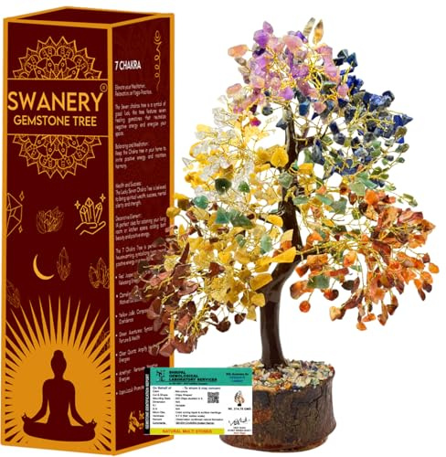 Crystal Tree of Life 7 Chakra Healing Crystal Trees for Home Decor, Office Desk Decor, Living Room Decor, Handmade Bonsai Trees for Positive Energy, Money, Good Luck Birthday Gifts for Women, Mom