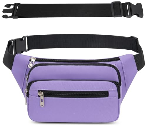 Sac Banane Taille Homme Femme Ville Sacs Banane Unisexe avec Ceinture allongée de 60 cm et Poches à 4 Fermetures à glissière Ceinture réglable pour la randonnée d'entraînement en Plein air