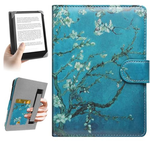 HoYiXi Étui Universel pour 6-6.8'' Pocketbook/Tolino/Sony E-Book Reader 6.8 Kindle Paperwhite/6 Nouveau Kindle 2022 & 2019/Kobo Clara HD/Kobo Clara 2E Coque Housse,Fleur