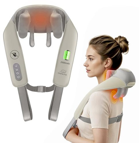 Snailax Shiatsu Neck Massager with Heat, Mother's Day Gifts, Cordless Shoulder Massager for Pain Relief, Gifts for Women Men