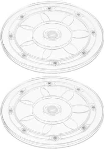 QUARKZMAN 2 stycken akryl Lazy Susan skivskiva, 20 cm klar skivorganisatör kullager 360 graders roterande hylla för kryddhylla bord kök dekoration badrum