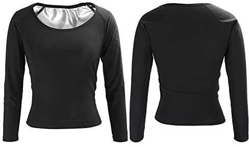 Haosie Sauna Suit Women, Sports Slimming Long Sleeve Sweat Suit, Polyurethane Sweat Enhancing Sauna Shirt for Body Shapewear (2XL/3XL)