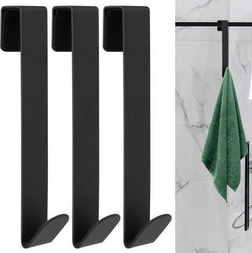 BOJIUKEJI 3 Pz Gancio Accappatoio Doccia, Ganci Appendi Accappatoio Bagno Porta Doccia in Vetro Estesi, Gancio Porta Asciugamani Bagnos in Acciaio Inossidabile per bagno ≤ 14 mm con set di viti