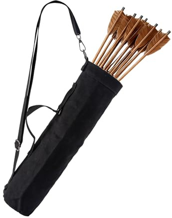 YTDYQFLZH Quiver Arrow Holder, Waxed Canvas Archery Quivers, Portable Arrow Quiver for Outdoor Hiking, Hunting, Shooting, Training, Targeting, Cosplay, Only The Quiver is Included (Black)