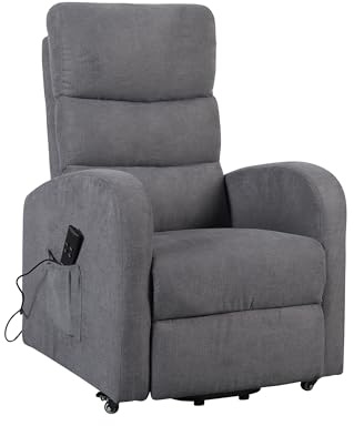 POLTRONE ITALIA Poltrona Relax Elettrica 4 ruote reclinazione poltrona per anziani soggiorno elevabile Detraibile 19% microfibra Grigio