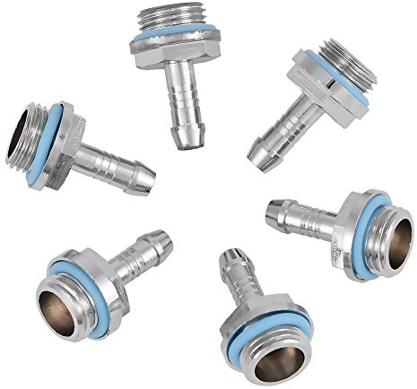 Ticfox G1/4 tum gänga Barbs Fittings, 6 st två-touch-justering, flexibel PC vattenkylning koppar montering gängkontakt med Barb-kontakt för anslutning PC-vattenkylsystem/värmekorgar/vattenpumpar