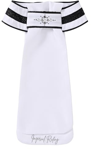 Imperial Riding Tournament Plastron IRH Basic med kontrastglitter, satinplastron med fästning, 100% polyester, vit