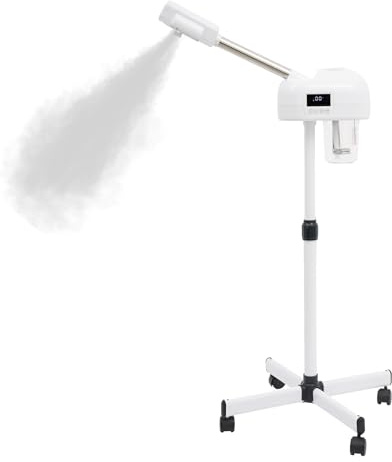 Sauna facial - Vaporisateur à l'ozone réglable en hauteur - Avec bras rotatif à 360° - Minuterie LCD - Nettoyeur de pores de 750 W avec réservoir d'eau de 600 ml - Appareil vapeur professionnel pour