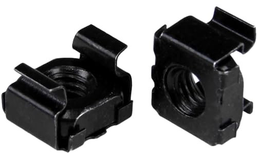 StarTech.com Écrou cage M5 - Pack de 100 - Écrous cage M5 de montage pour rack et armoire serveur - Noir (CABCAGENUT2B)