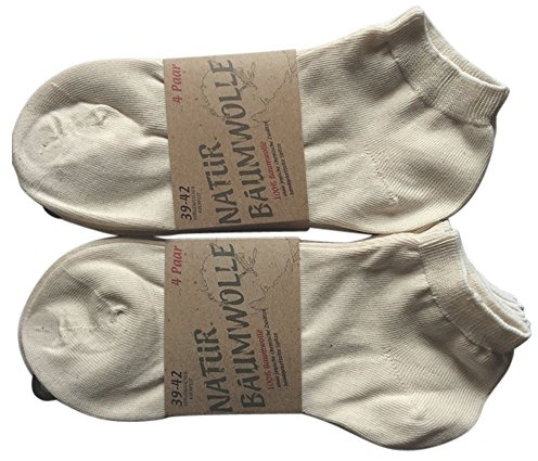 8 paires de chaussettes - 100 % coton naturel - Pour les chaussures de sport et les chaussons - Sans couture et résistantes - Beige - 35/38