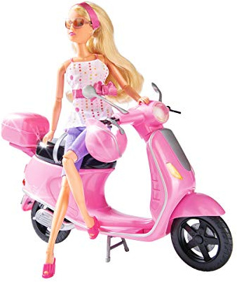 Simba Steffi Love Chic City Scooter, muñeca de 29 cm de Moda con Moto, Casco y Compartimento (5730282)