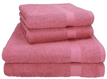 Betz 4-TLG. Handtuch-Set Premium 100% Baumwolle 2 Duschtücher 2 Handtücher Farbe Altrosa