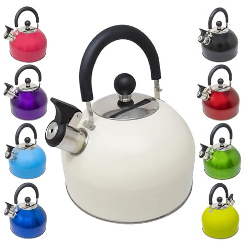 2.5L Stainless Steel Whistling Kettle - Suitable for Fishing, Camping, Hiking, Indoor & Outdoor | Camping Kettle for Gas Stove, Electric Stove, Camp Fire | Lightweight, Fast Boil, Phenolic Handle