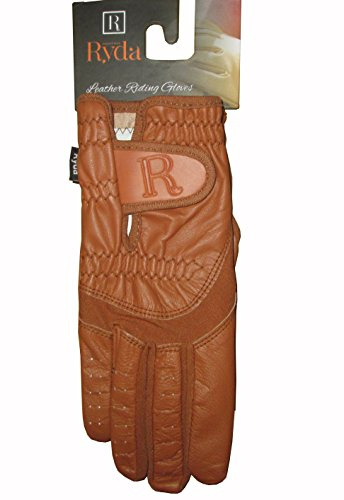 Ryda Tan or Brown Ladies Leather Horse Riding Gloves (Tan, XS)