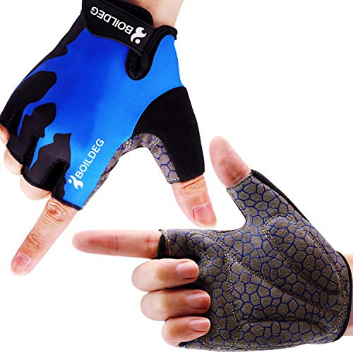 boildeg Guantes de Ciclismo de Bicicleta Guantes de Bicicleta de Carretera de Medio-Dedo para Hombres Mujeres Acolchado Antideslizante Transpirable