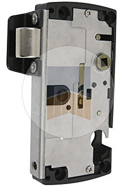 PORTAC Serrure en applique à pêne rentrant réversible avec butée en Inox - Noir Ral 9005