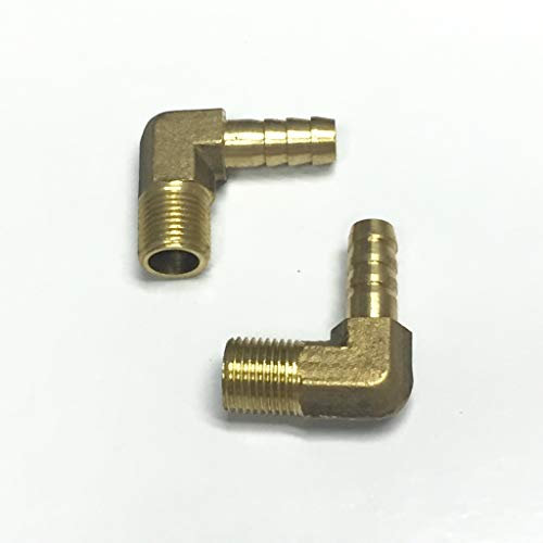 Veda Schlauchverbinder aus massivem Messing, mit Widerhaken auf BSP-Außengewinde, 90 Grad, 6 mm auf 1/8 Zoll (0,3 cm), 2 Stück
