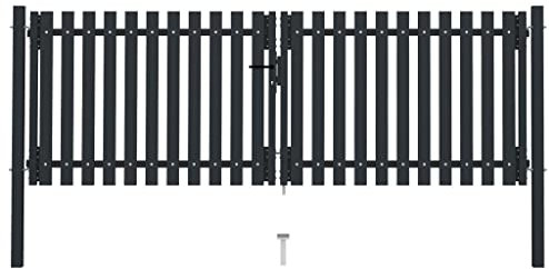 vidaXL Cancello per Recinzione Doppio in Acciaio 306x175 cm Antracite