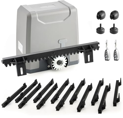 CO-Z 3300lb Rack Driven Sliding Gate Opener with Alarm System, 550W Automatic Gate Opener with Remote Controls, Electric Gate Motor for Gates up to 40ft, Complete Rack Gate Operator Kit for Driveways