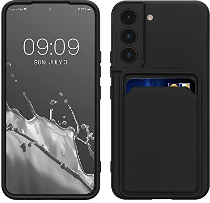 kwmobile fodral kompatibelt med Samsung Galaxy S22 fodral – TPU telefonskydd med kreditkortshållare – svart