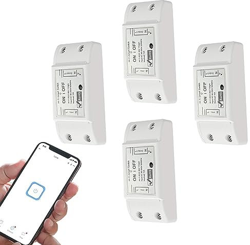 Bkiyougo Smart Switch, 10A Smart WiFi Wireless Light Switch, Universal DIY Module Works with Amazon Alexa & Google Home, Compatible with IFTTT, No Hub Required (4Pack)