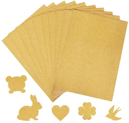 Glitzerpapier zum Basteln, 10 Blatt Bastelkarton,Glitzerpapier zum Basteln und Gestalten,A4 210x 297 mm 170g,für DIY Grußkarten Scrapbooking Glitter Craft Paper,für Hochzeit Weihnachten (Gold, A4)