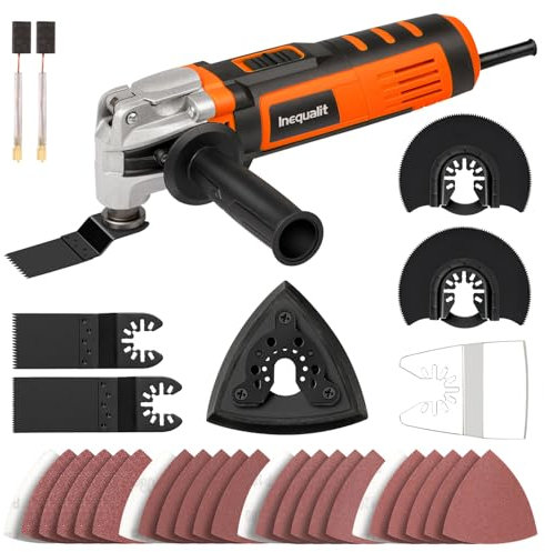 Yunirvana - Herramienta oscilante (400 W, multifunción, oscilante, 6 velocidades variables, 15000-22000 RPM, ángulo oscilante: 4 °,28 accesorios, multi herramienta oscilante para cortar, lijar,