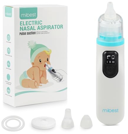 Mibest Nasal Aspirator for Baby - Electric Nose Suction for Baby - Booger Sucker for Toddlers - Electric Baby Nose Sucker with Anti-Backflow Patent - Ergonomic & Quiet - Waterproof Baby Nose Cleaner