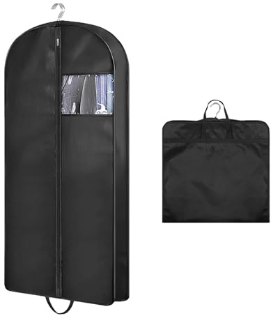 JAONLD Porta Borse da Armadio 127cm Porta Camicie da Viaggio nero Sacchetti Vestiti Copriabiti Antipolvere con Finestra Trasparente e Cerniera,Copriabiti da Armadio per Camicia Costumi Cappotti