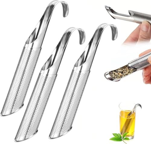 Infuseur thé Inox 3 Pièces Filtre à thé en Acier Inoxydable Infuseur à Thé en Acier Inoxydable Filtre à thé Pour thé en Vrac Inoxydable Tube en Acier Inoxydable Passoire à Epices Herbes Filtre de Thé