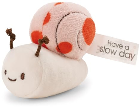 NICI Doudou Escargot 12cm avec Message « Have a Slow Day » - Corail - Peluche Douce, Adorable pour câliner et Jouer, pour Enfants et Adultes, Une Excellente idée Cadeau | 61640