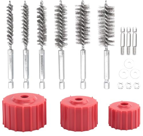 ivamulie Kit de limpieza de tubos de cobre para taladro, cepillo de limpieza de tuberías, limpieza de tubos de cobre, mangueras y accesorios para soldar