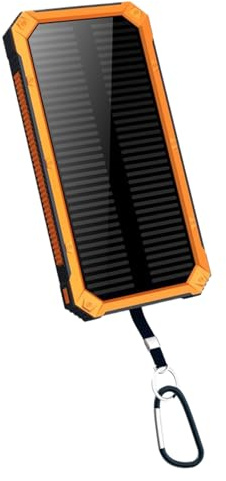 Externt solbatteri, bärbar mobiltelefonladdare, snabbladdning för resor hem och utomhus, 10 000 mAh trådlös laddare med inbyggd ficklampa
