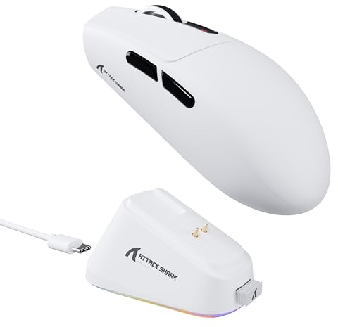 ATTACK SHARK G3PRO Gaming Mouse with Magnetic Charging Dock, PixArt PAW3311 Gaming Sensor, BT/2.4G Wireless/Wired Gaming Mouse, 25000 DPI, Gamer Mice for Win11/Xbox/PS/Mac (White)