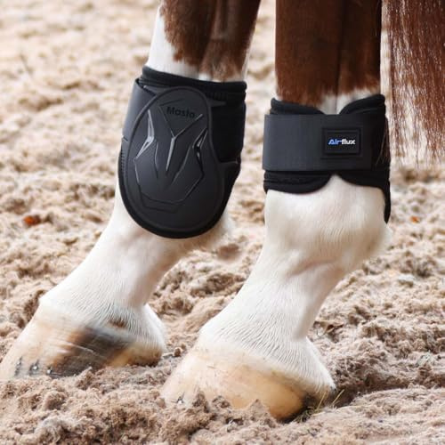 Masta Horse Fetlock Boots – Lightweight Breathable PU Shell Air-Flux - Black - Full