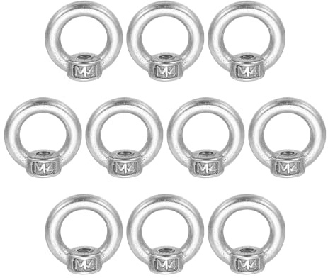 QUARKZMAN Dado Ad Anello Sollevamento M4, 304 Acciaio Inossidabile Forma Ad Anello Dadi Filettatura Femmina Per Ingegneria Porto Marina Fissaggio Argento, Confezione Da 10