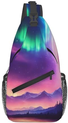 Mörkt norrsken tryck män kvinnor korsväska diagonalt slunga lätt axel crossbody ryggsäck